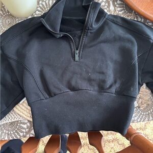 COPY - ALO Yoga Black Cowl Neck Sweater with Zipper and Soft Fabric